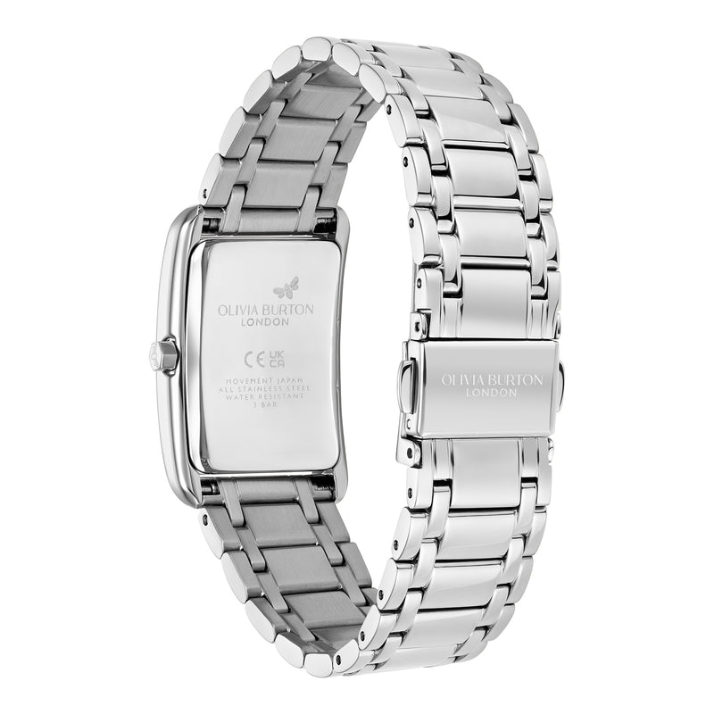 Olivia Burton Ladies Classics Grove Grey Tank Dial Bracelet Watch Stainless Steel