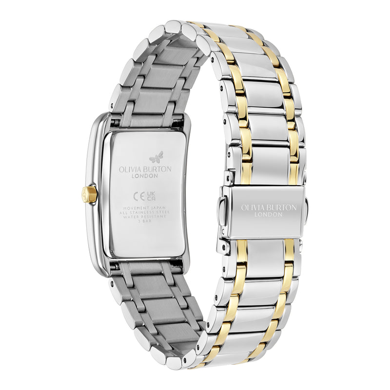 Olivia Burton Ladies Classics Grove White Tank Dial Bracelet Watch Stainless Steel & Gold Plated