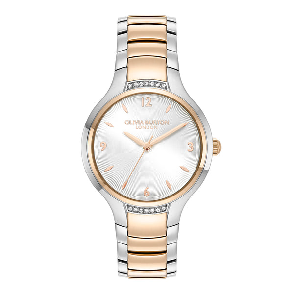 Olivia Burton Ladies Modern Classics Lea Silver Dial Bracelet Watch Stainless Steel & Rose Gold Plated