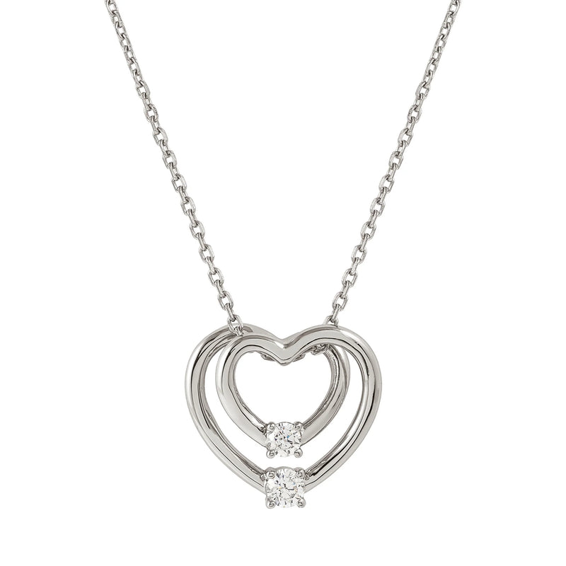 Nomination Cosmiclove Cubic Zirconia Set Double Heart Necklace Silver