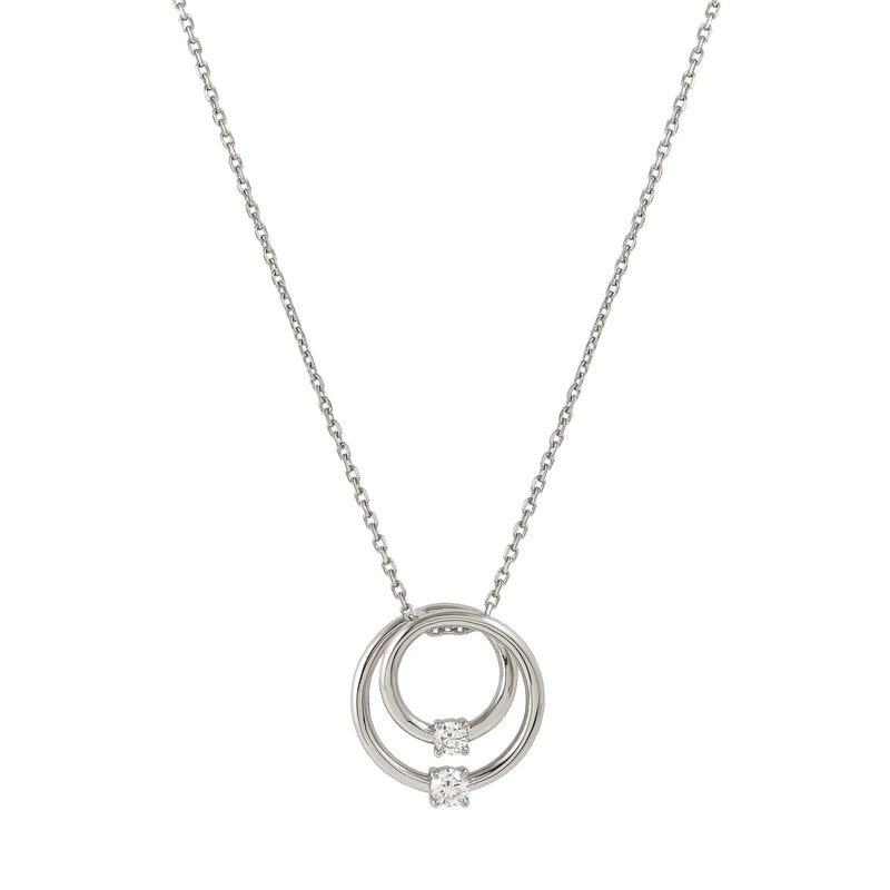 Nomination Cosmiclove Cubic Zirconia Set Double Circle Necklace Silver