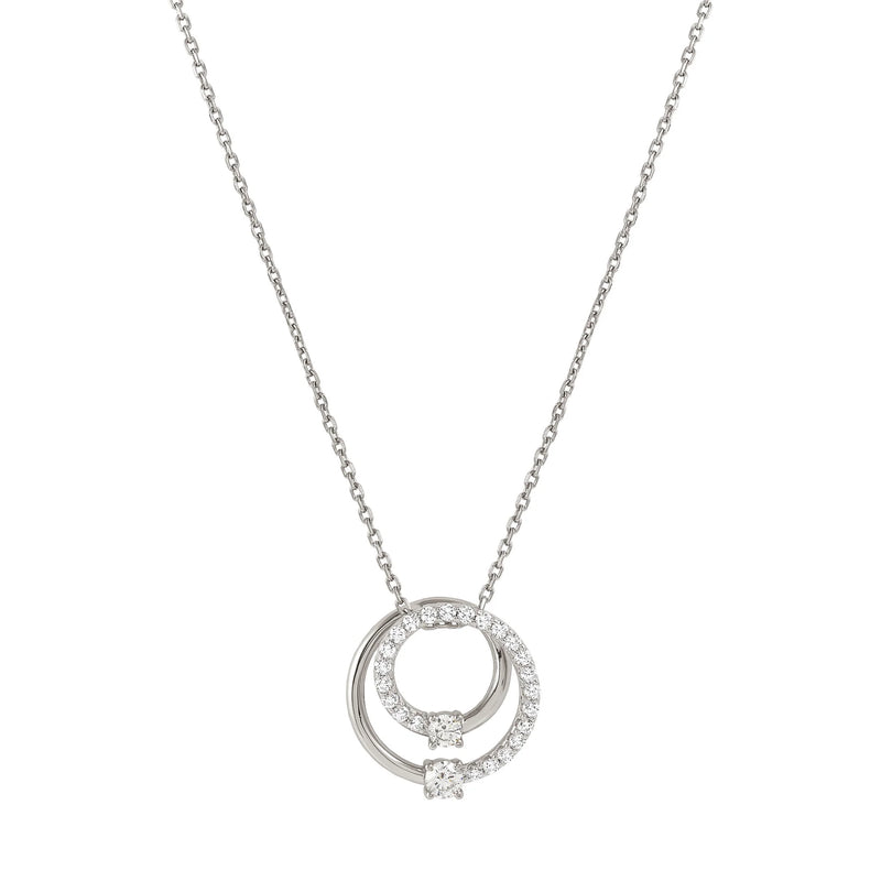 Nomination Cosmiclove Pave` Cubic Zirconia Set Large Circle Necklace Silver