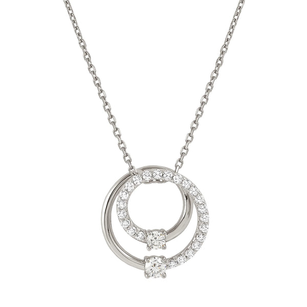 Nomination Cosmiclove Pave` Cubic Zirconia Set Large Circle Necklace Silver