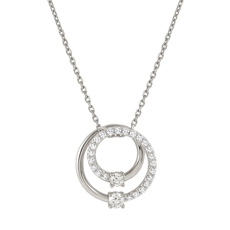 Nomination Cosmiclove Pave` Cubic Zirconia Set Large Circle Necklace Silver