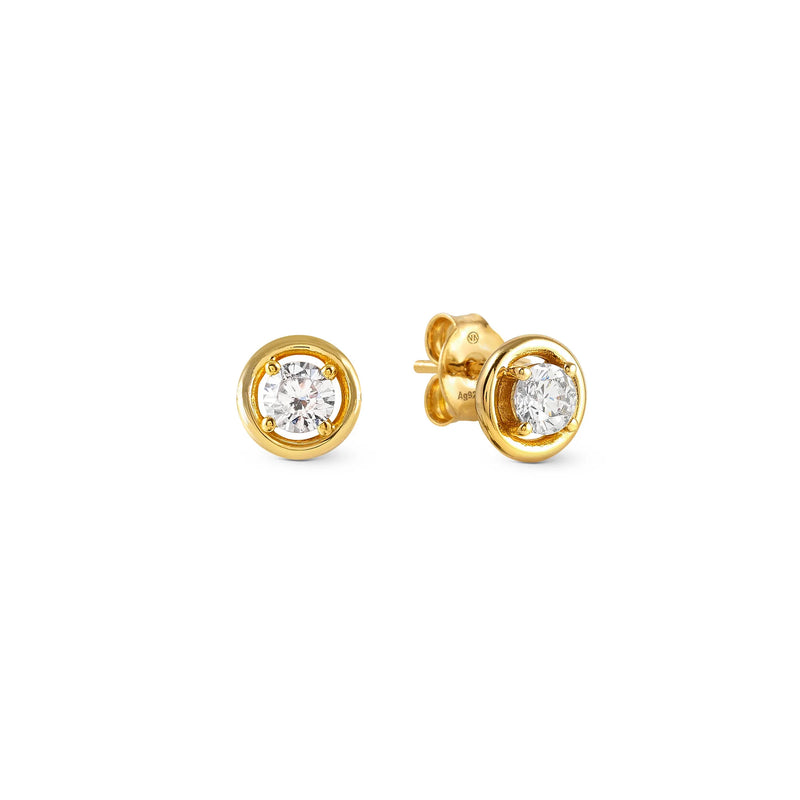 Nomination Cosmiclove Cubic Zirconia Set Circle Earrings Silver Gold Plated