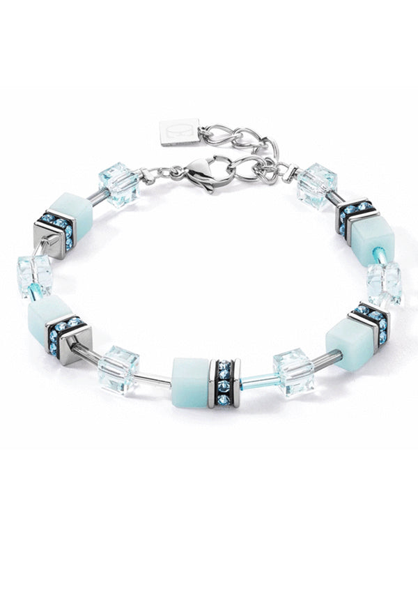 Coeur De Lion GeoCube Light Aqua Bracelet Stainless Steel