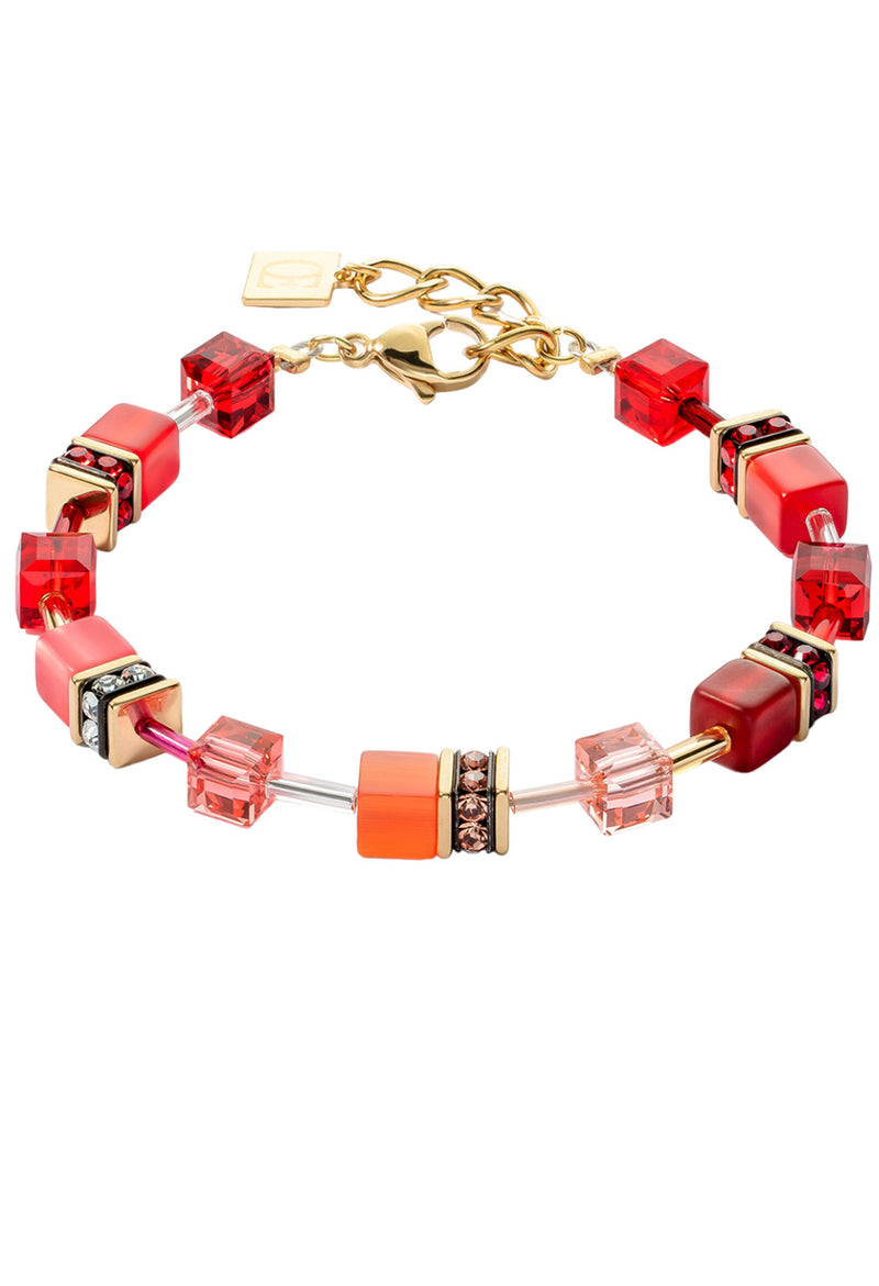 Coeur De Lion Geocube Red Bracelet Gold Plated