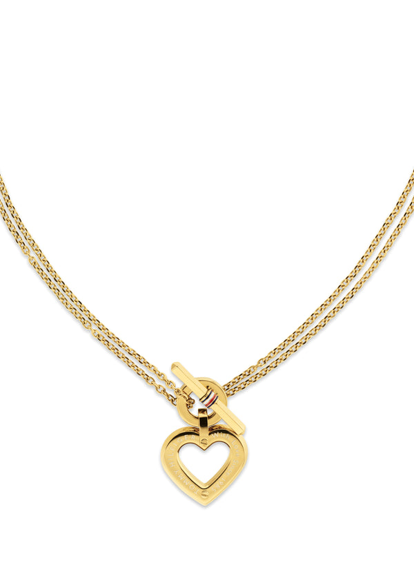 Tommy Hilfiger Heart T-Bar Necklace Stainless Steel Gold Plated