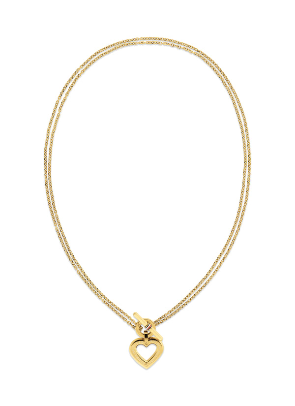 Tommy Hilfiger Heart T-Bar Necklace Stainless Steel Gold Plated