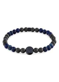 Tommy Hilfiger Mens TH85 Carbon and Blue Bead Bracelet