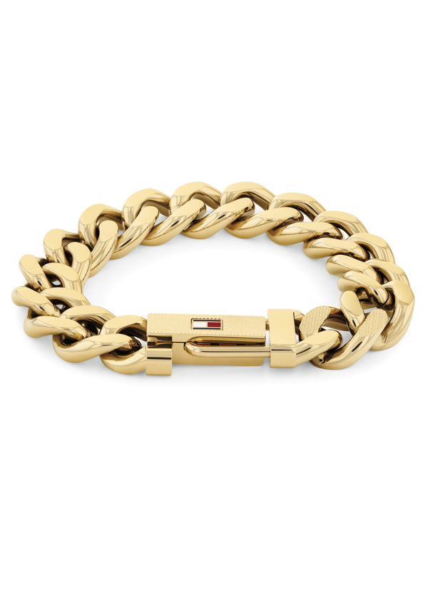 Tommy Hilfiger Mens Wild Chunky Bracelet Gold Plated