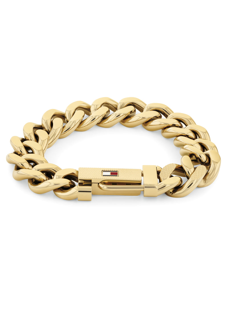 Tommy Hilfiger Mens Wild Chunky Bracelet Gold Plated