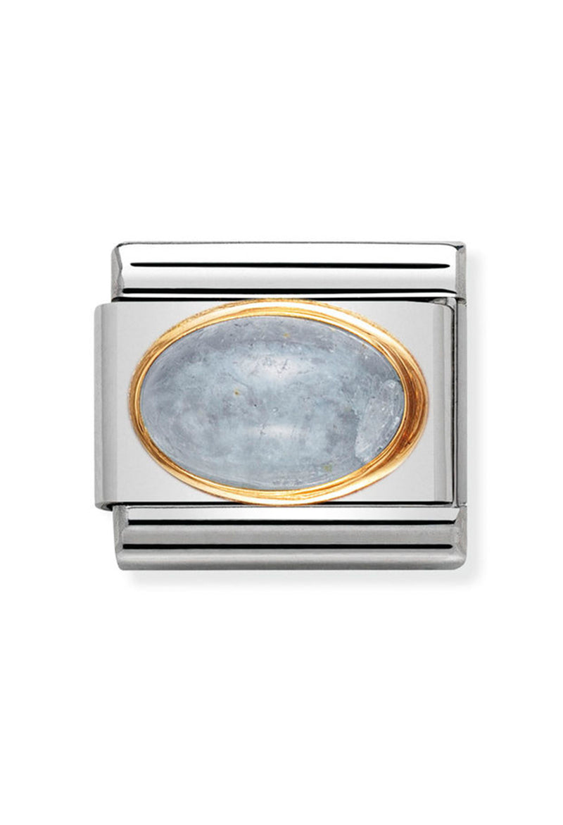 Nomination Composable Classic Link Oval Aquamarine 18ct Gold