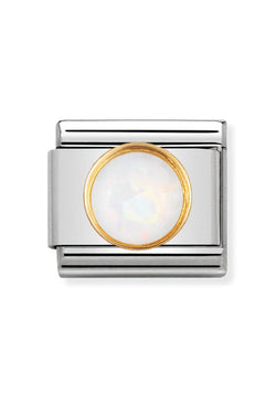 Nomination Composable Classic Link Round Stones Opal in 18k gold