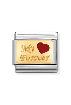 Nomination Composable Classic Link Plates My Forever in Steel Enamel and 18k Gold