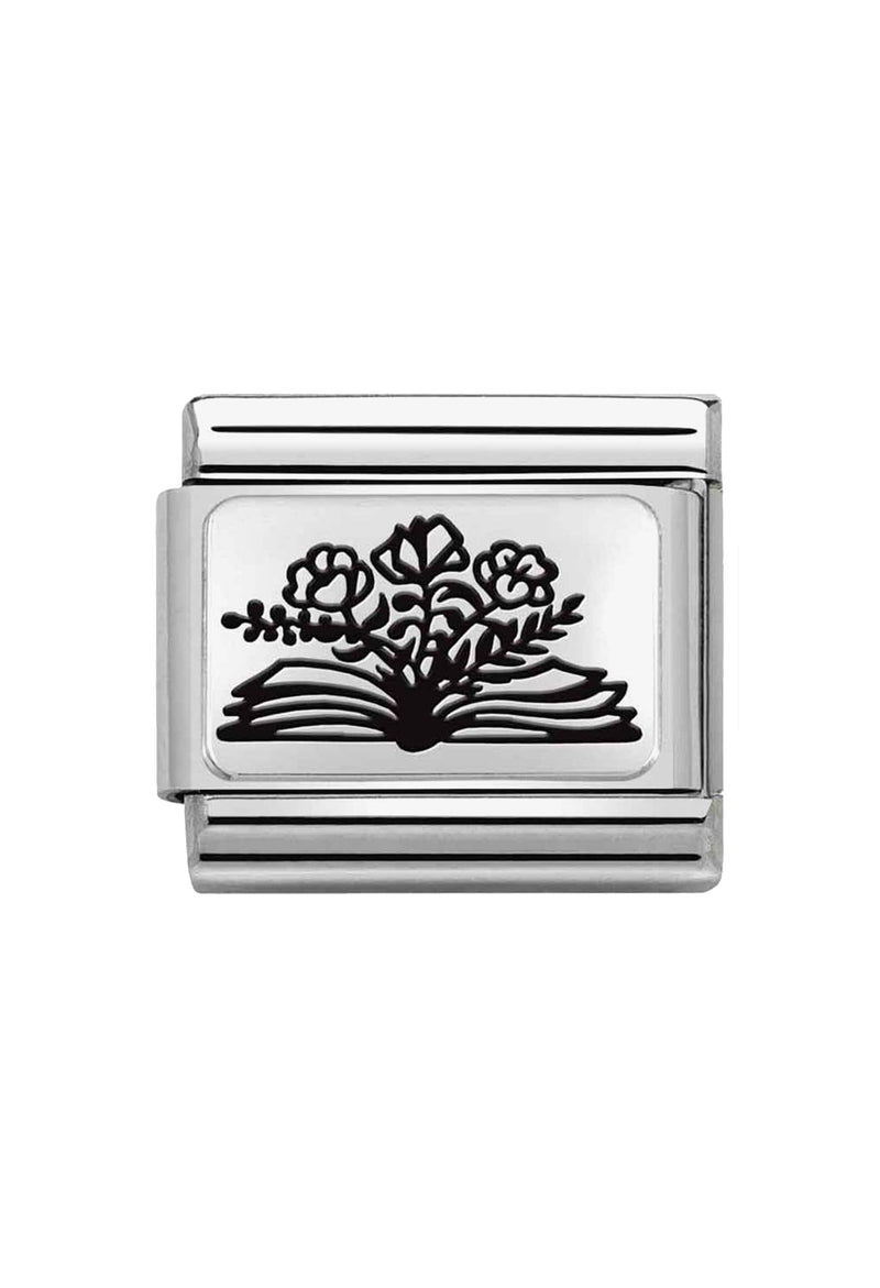 Nomination Composable Classic Link Book Flowers in Silver