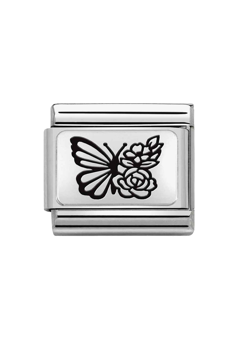 Nomination Composable Classic Link Butterfly Flowers in Silver