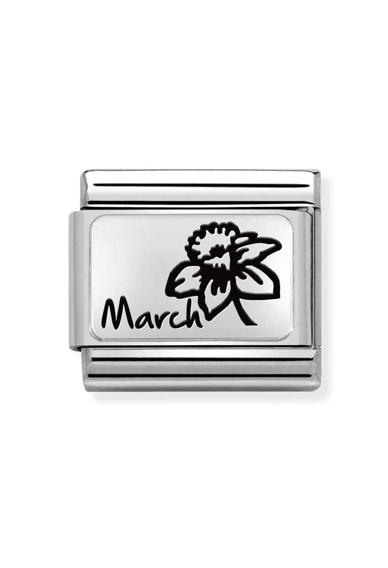 Nomination Composable Classic Link Month Flower Plate March in Silver