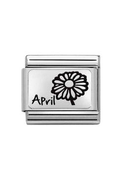 Nomination Composable Classic Link Month Flower Plate April in Silver