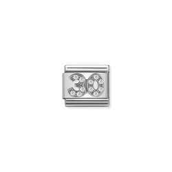 Nomination Composable Classic Link Symbols 30 in Steel Cubic Zirconia and 925 Silver