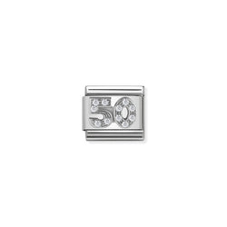 Nomination Composable Classic Link Symbols 50 in Steel Cubic Zirconia and 925 Silver