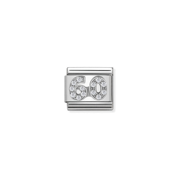 Nomination Composable Classic Link Symbols 60 in Steel Cubic Zirconia and 925 Silver