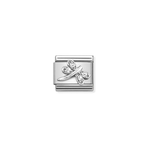 Nomination Composable Classic Link SYMBOLS WHITE DRAGONFLY in Steel, Cubic Zirconia & Silver 925