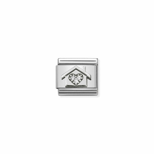 Nomination Composable Classic Link SYMBOLS HOUSE WITH HEART in Stainless Steel Silver 925 and Zirconia