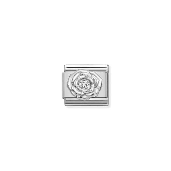 Nomination Composable Classic Link SYMBOLS ROSE in Stainless Steel Silver 925 and Zirconia