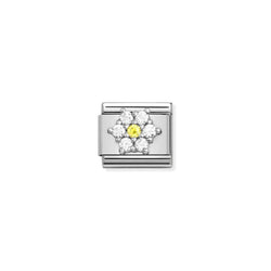 Nomination Composable Classic Link RICH WHITE AND YELLOW FLOWER in Steel, Cubic Zirconia and Silver 925