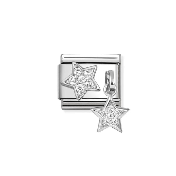 Nomination Composable Classic Link Star and Star Drop in Stainless Steel & Silver 925