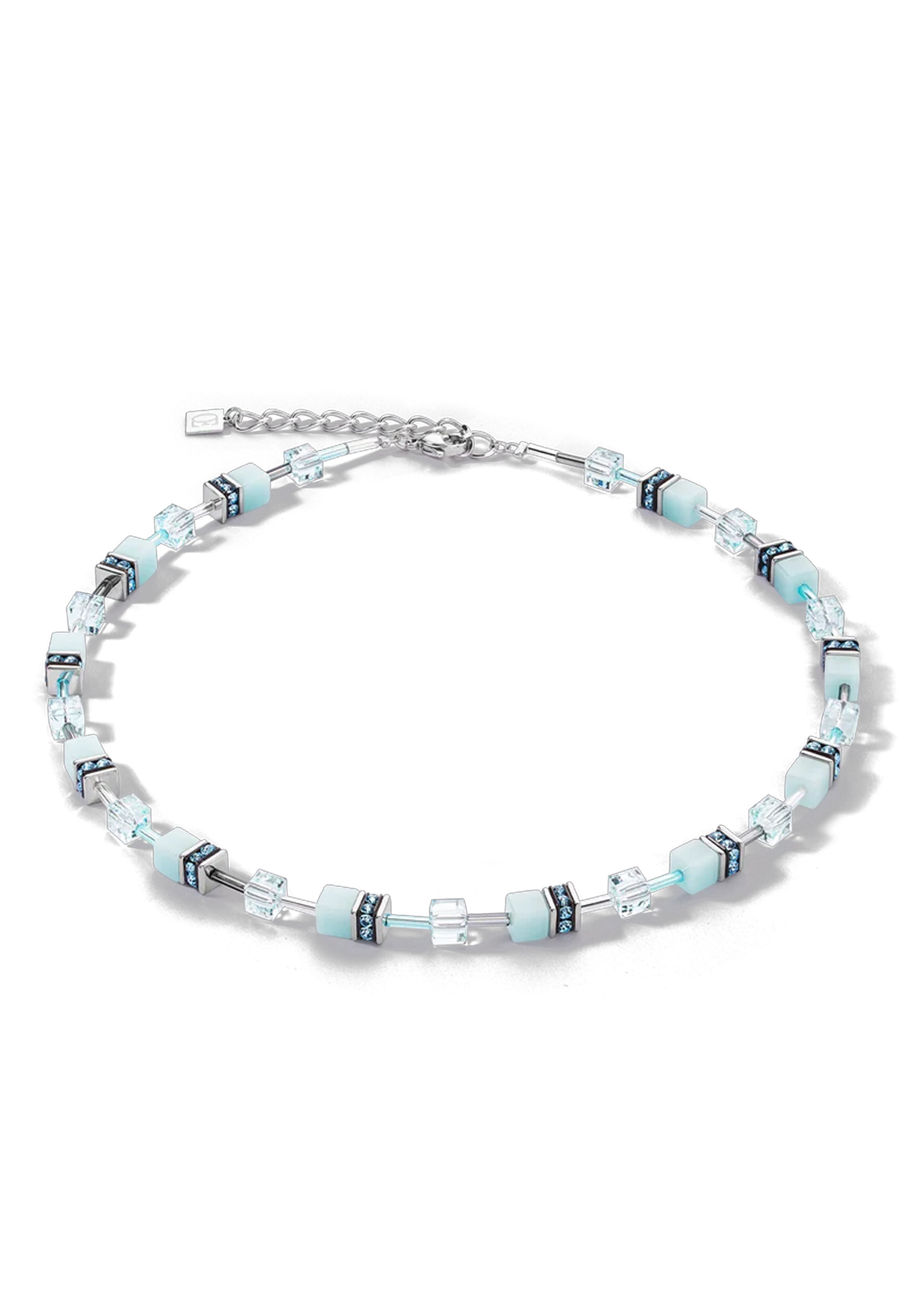 Coeur De Lion GeoCube Light Aqua Necklace Stainless Steel