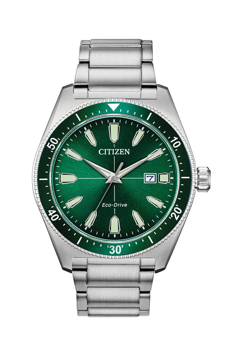 Citizen Gents Eco-Drive Sport Green Dial Date Bracelet Watch