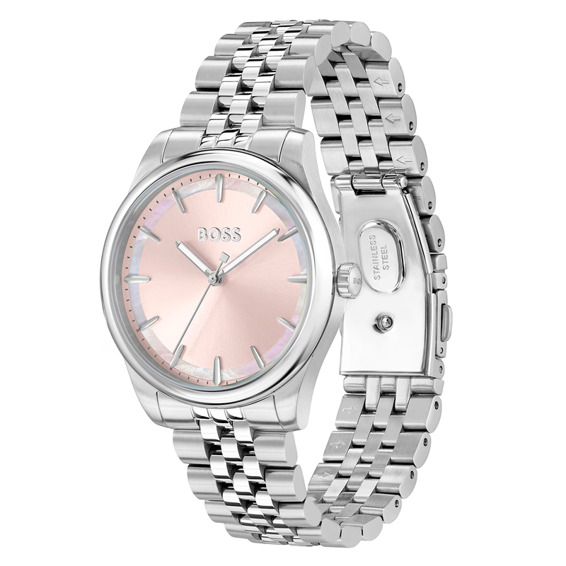 BOSS Ladies Graceful Pink Dial Bracelet Watch Stainless Steel