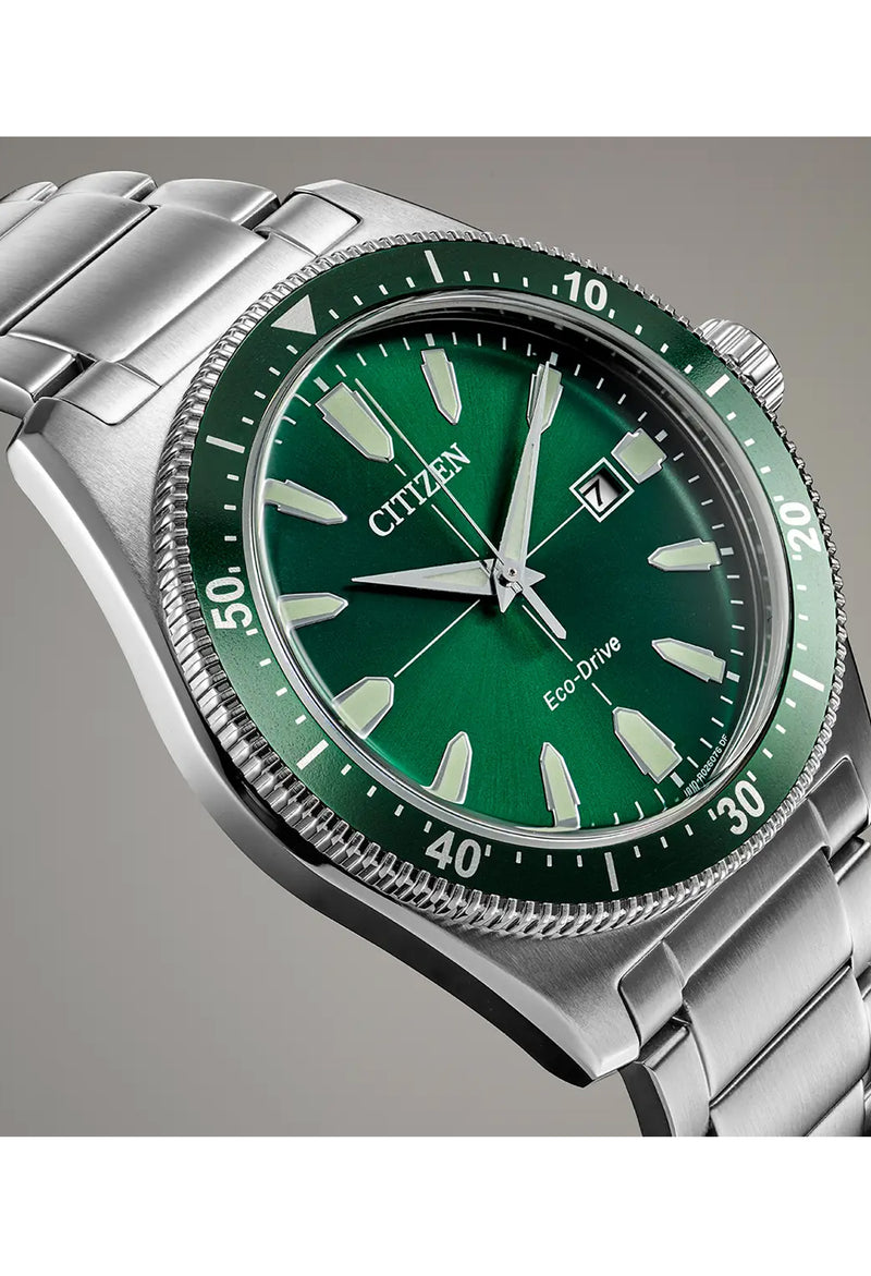 Citizen Gents Eco-Drive Sport Green Dial Date Bracelet Watch