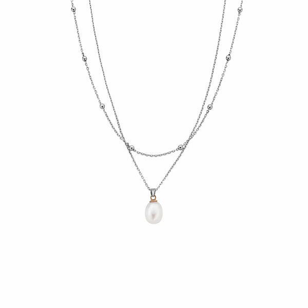 Clogau Natures Wonder Beachcomber Layered Necklace With Pearl Sterling Silver