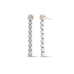 Clogau Celebration White Toaz Drop-Hoop Earrings In Silver