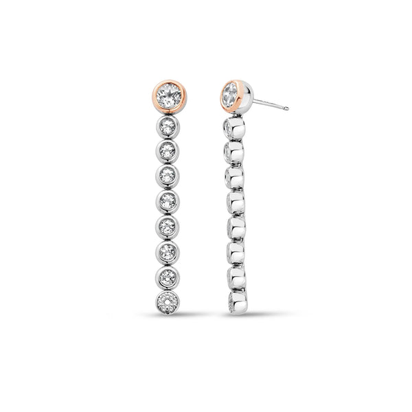 Clogau Celebration White Toaz Drop-Hoop Earrings In Silver