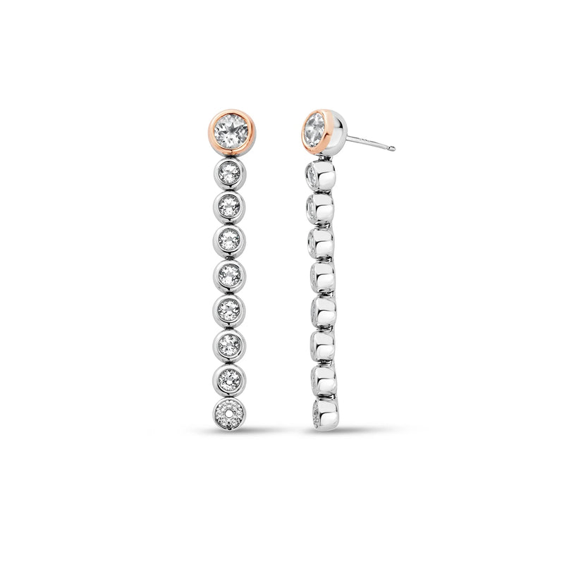 Clogau Celebration White Toaz Drop-Hoop Earrings In Silver