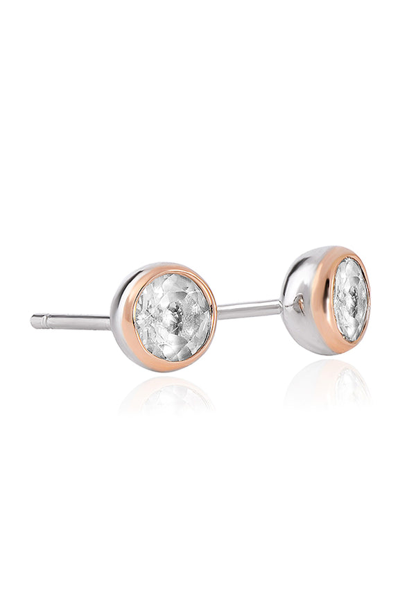 Clogau Celebration Single White Topaz Stud Earrings In Silver