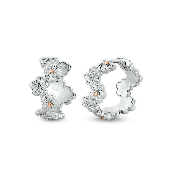 Clogau Natures Wonder Forget-Me-Knot Huggie Hoop Earrings Sterling Silver