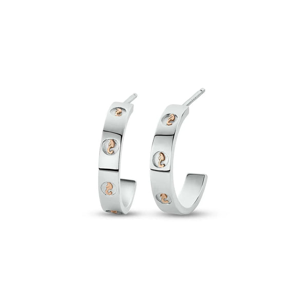 Clogau Insignia Slim Half Hoop Earrings Sterling Silver