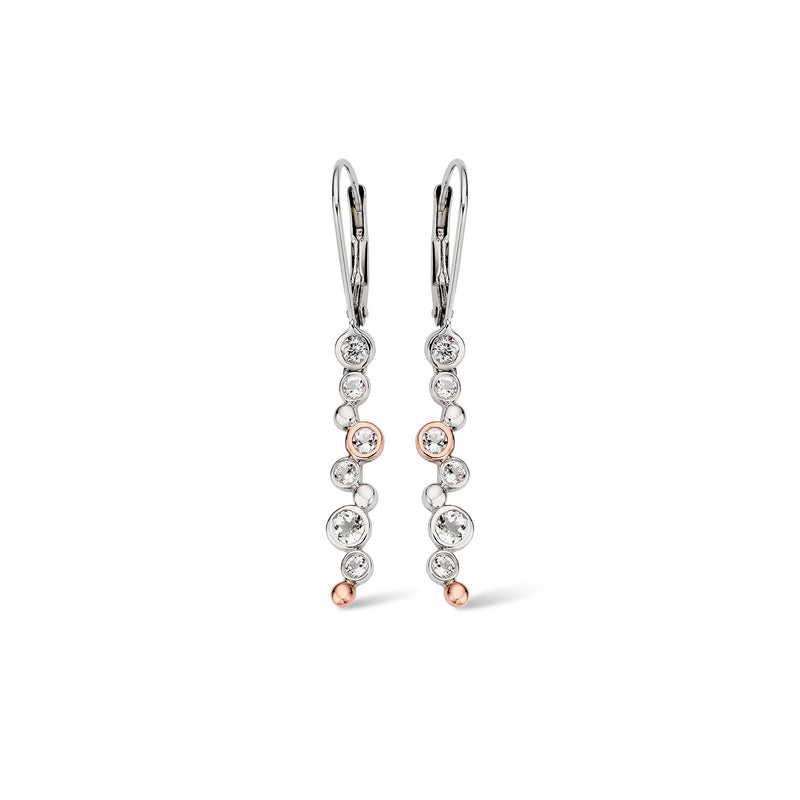 Clogau Celebration White Topaz Drop Earrings In Silver