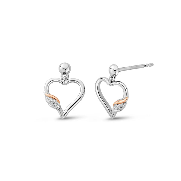 Clogau Past Present Future Heart Stud Earrings in Silver