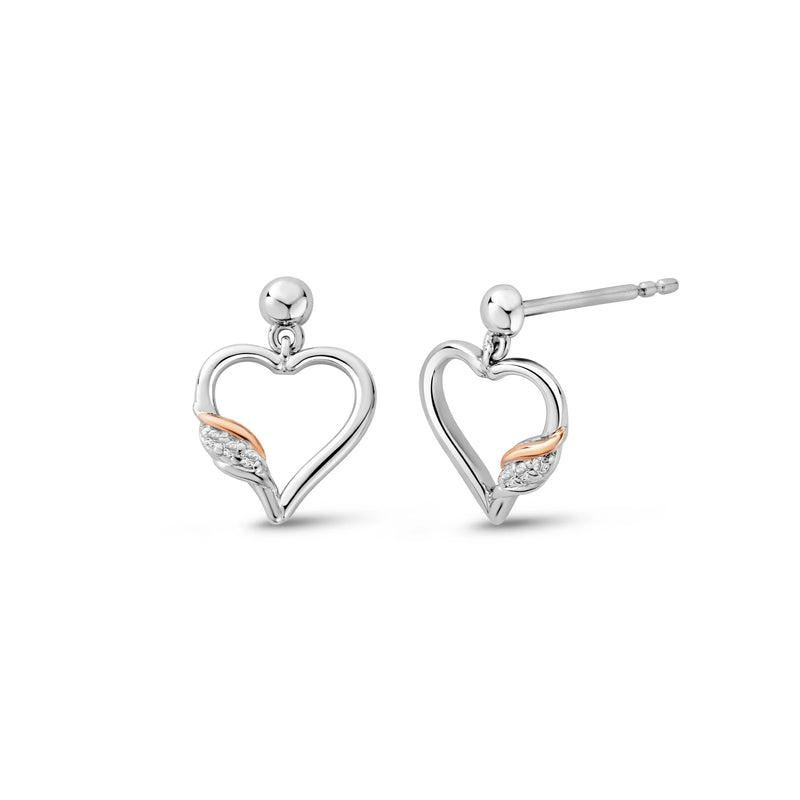 Clogau Past Present Future Heart Stud Earrings in Silver