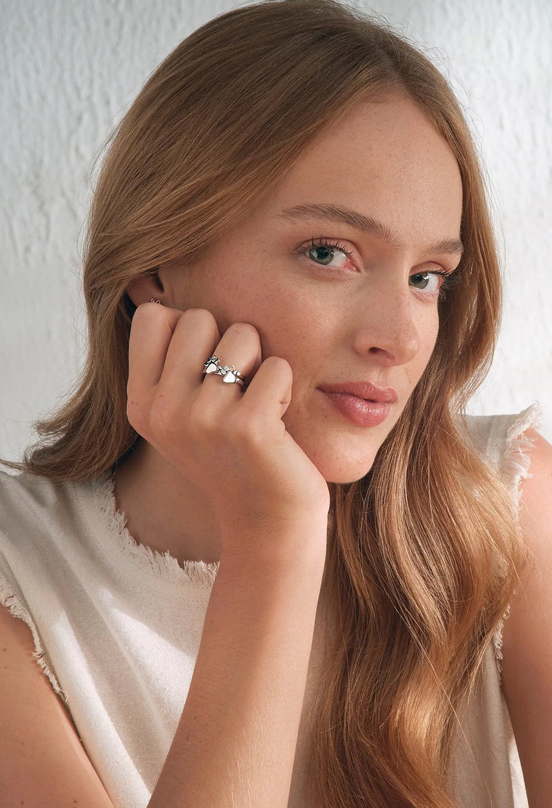 Clogau Paw Prints On My Heart Stacking Ring in Silver