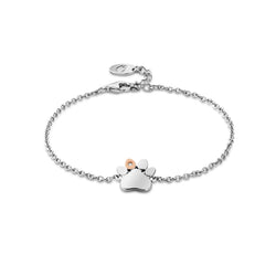 Clogau Paw Prints On My Heart Single Paw Bracelet In Silver