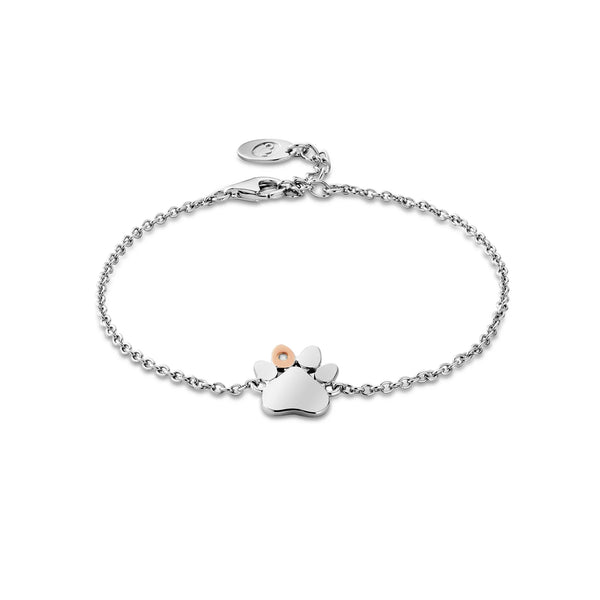 Clogau Paw Prints On My Heart Single Paw Bracelet In Silver