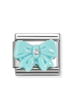 Nomination Composable Classic Turquoise Resin Bow Link in Silver