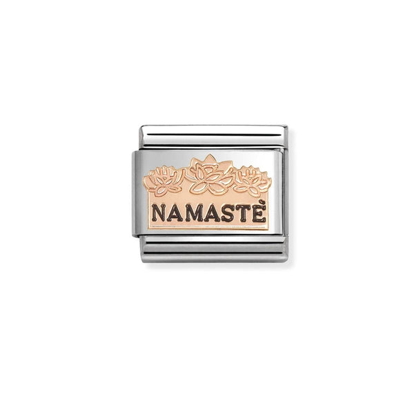 Nomination Composable Classic Link SYMBOLS Namaste` in Steel, Rose Gold 375